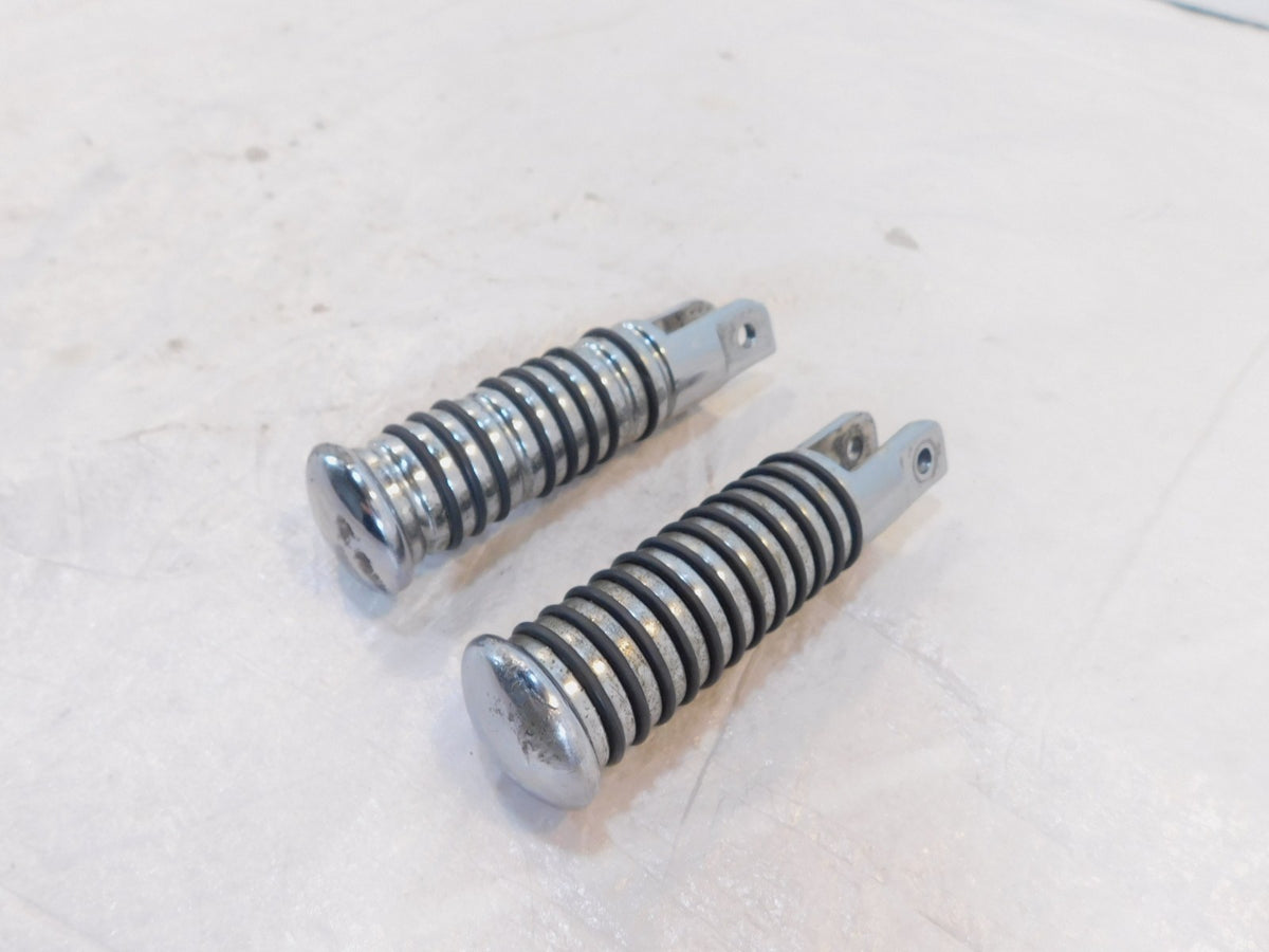 Harley Touring FXR Dyna Sportster & Softail Chrome & Rubber Footpegs Footrests - C3 Cycle