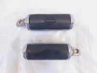 Pair Harley Touring Dyna Sportster & Softail Chrome & Rubber Footpeg Footrests - C3 Cycle