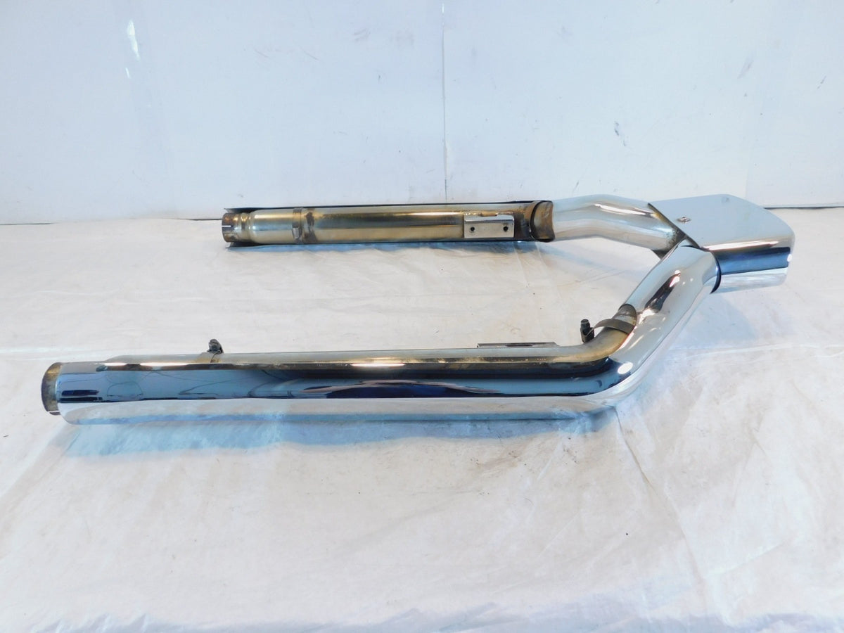 Harley Road King & Electra Glide Cobra 2 into 1 Slip On Exhaust Pipe Mufflers - C3 Cycle