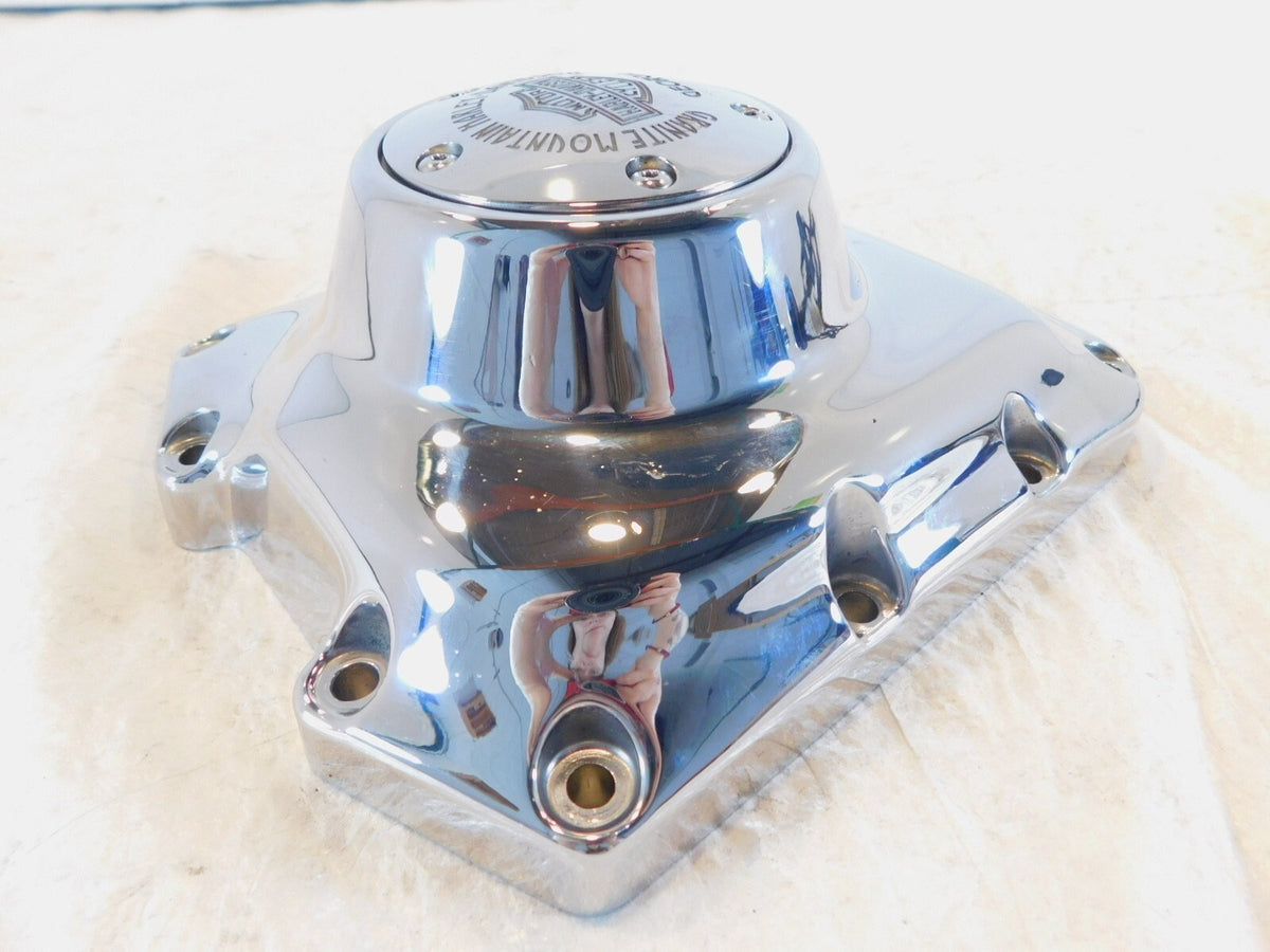 Harley Twin Cam Touring Softail Dyna Chrome Logo Right Engine Cam Gear Cover - C3 Cycle