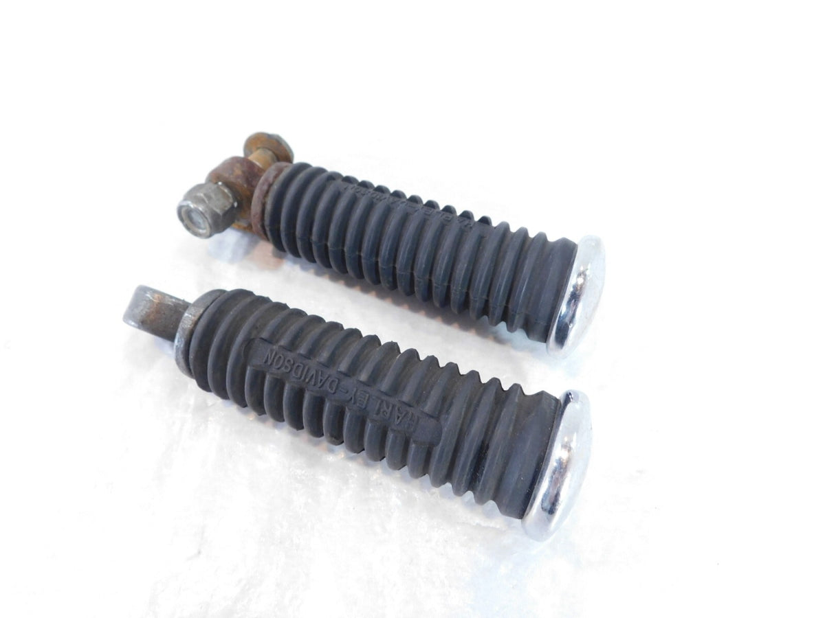 Harley Touring FXR Dyna Sportster Softail Chrome End & Rubber Footpegs Footrests - C3 Cycle