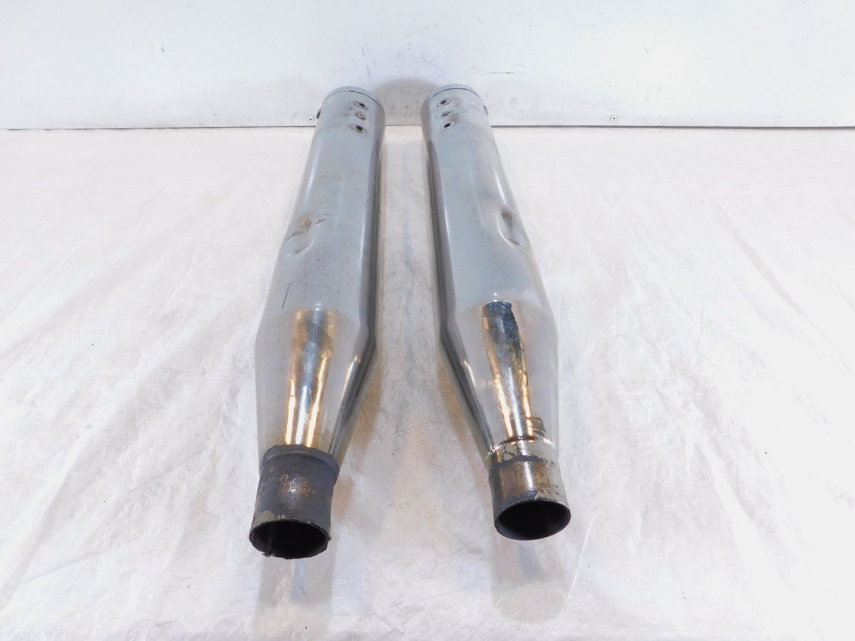 Pair Harley Davidson Road King Electra Glide Chrome Bub Slip On Exhaust Mufflers - C3 Cycle