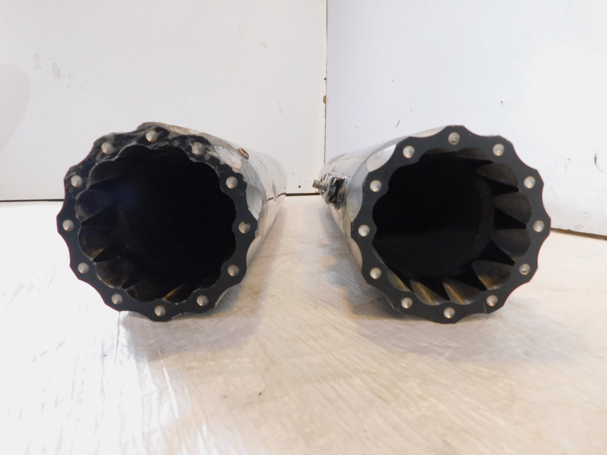Harley Electra Glide & Road King Chrome Shark Slip on Exhaust Pipe Mufflers - C3 Cycle