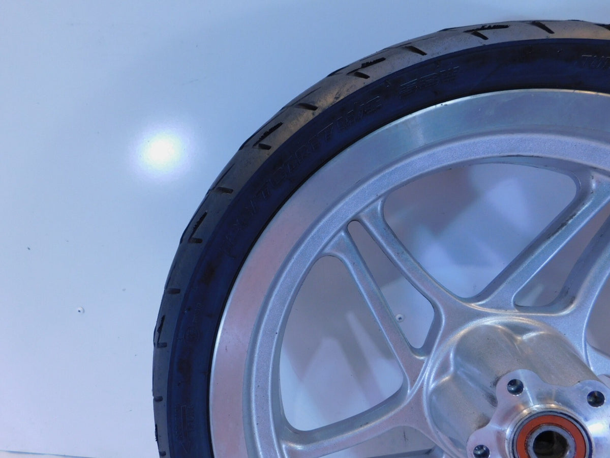 2000 Victory V92 Sport Cruiser Silver 5 Spoke Cast Front Wheel Rim & Tire - C3 Cycle