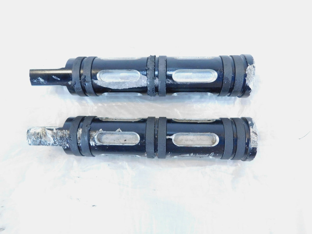 Harley Davidson FXR Dyna Sportster & Softail Black "Edge Cut" Footpegs Footrests - C3 Cycle