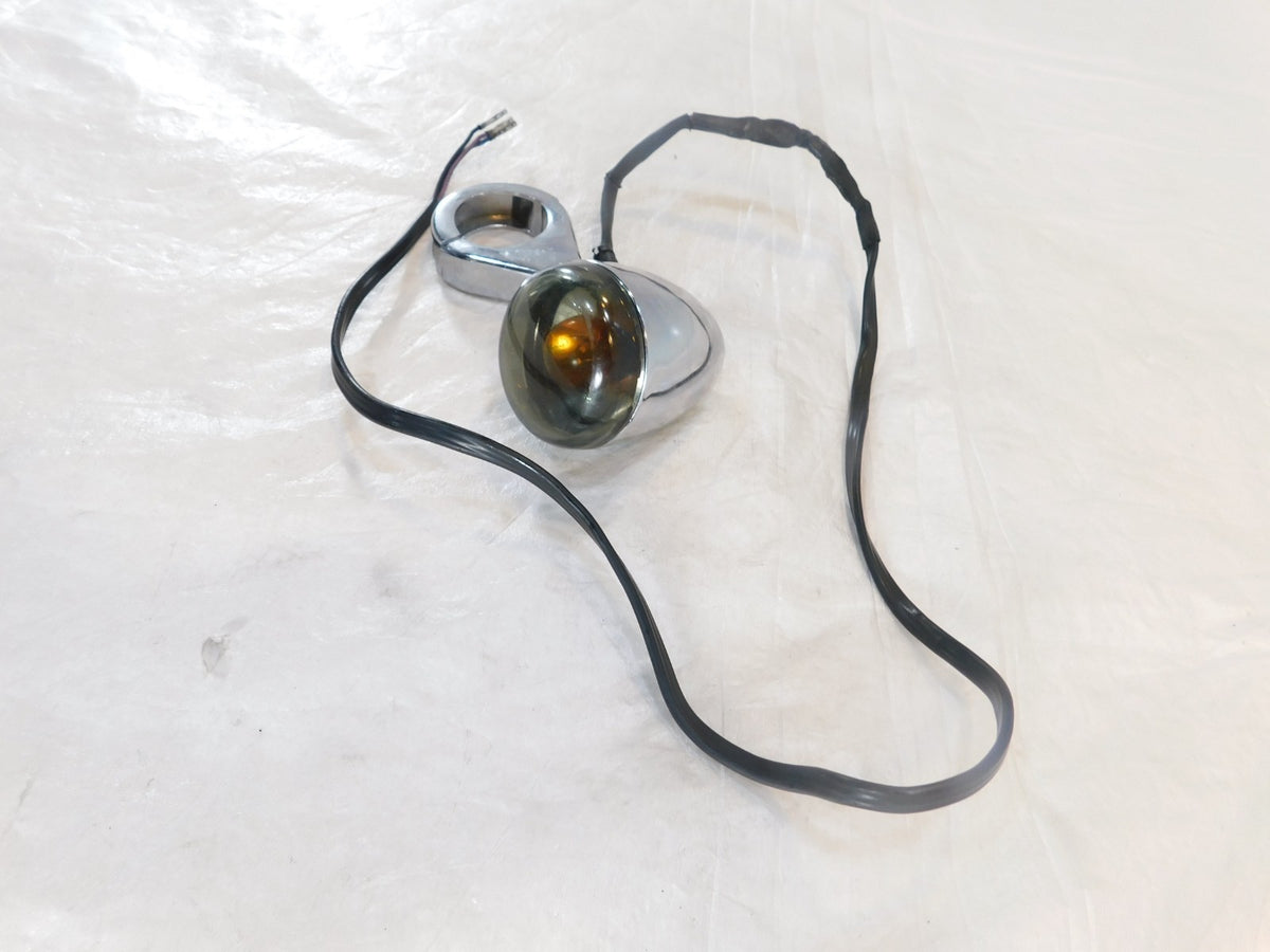 Harley Davidson Chrome Softail Dyna VRod Front Turn Signal Indicator w/ Bracket - C3 Cycle