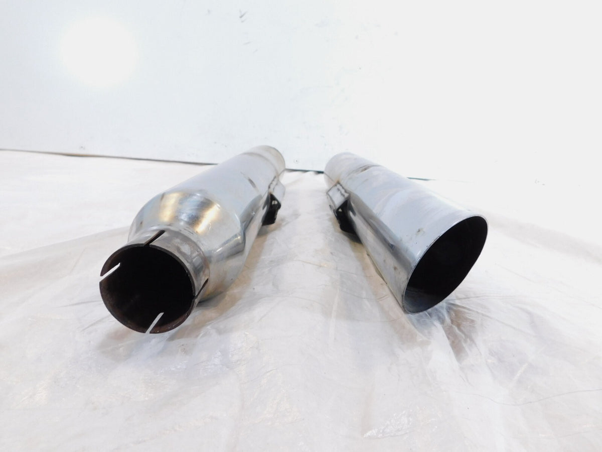 2009 Harley Davidson Dyna FXDB Street Bob Pair Chrome Exhaust Pipe Mufflers - C3 Cycle