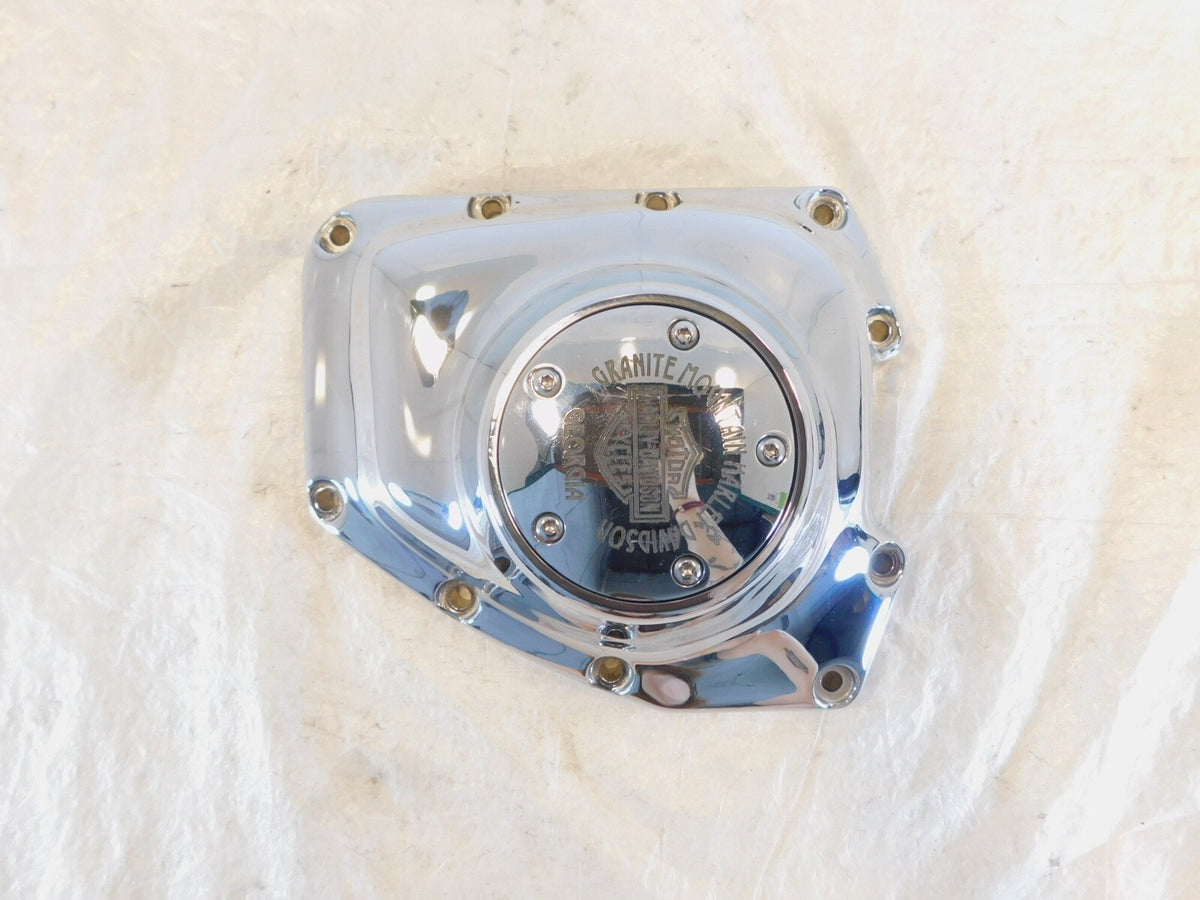 Harley Twin Cam Touring Softail Dyna Chrome Logo Right Engine Cam Gear Cover - C3 Cycle