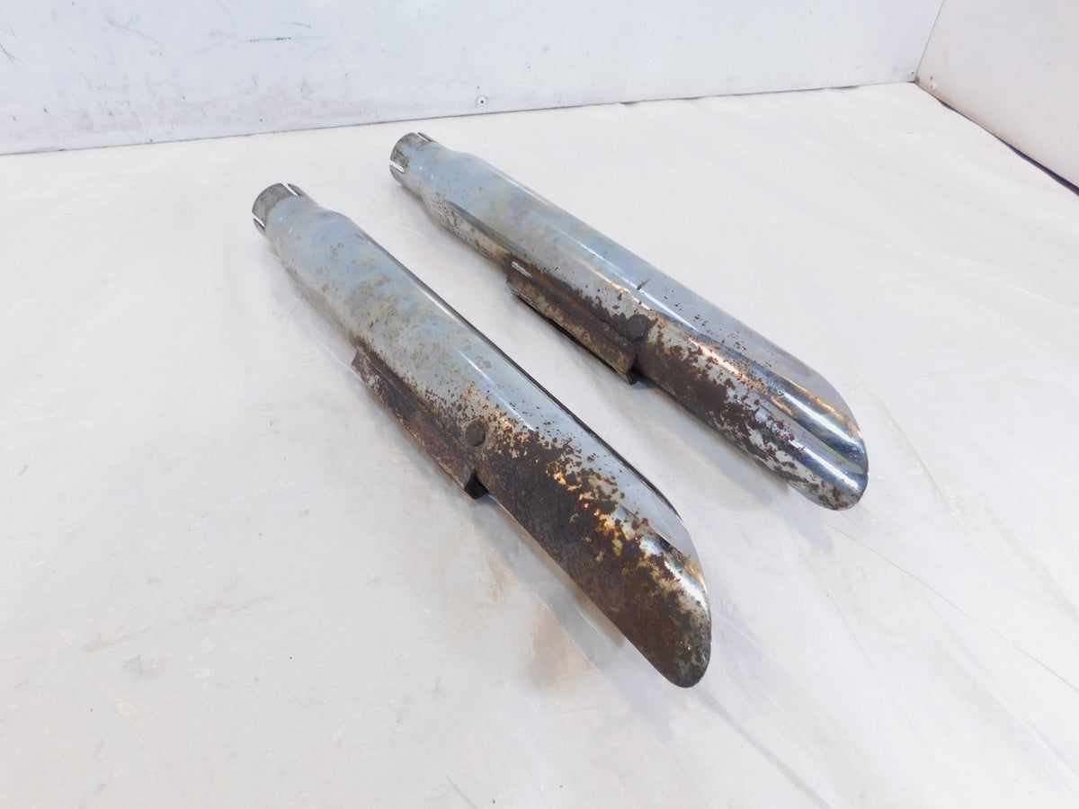 Harley Davidson Dyna Super Glide Low Rider Chrome Exhaust Pipe Slashed Mufflers - C3 Cycle