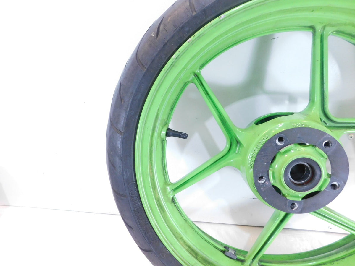 2005 & 2006 Kawasaki Ninja ZX6R ZX636 ZX6RR ZX600N Green Front Wheel Rim - bent - C3 Cycle