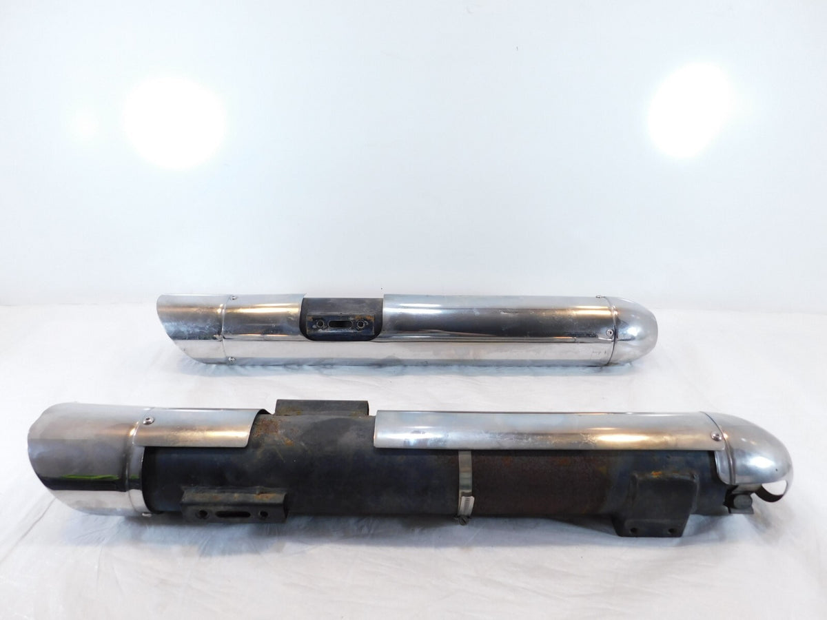 2003 03 Victory V92 Touring Cruiser Left/Right Exhaust Mufflers w/ Heat Shields - C3 Cycle