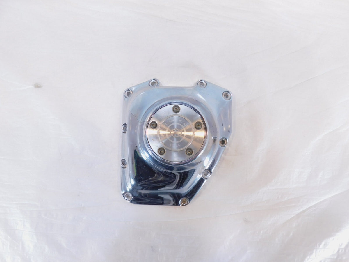 Harley Twin Cam Touring Softail Dyna Chrome Logo Right Engine Cam Gear Cover - C3 Cycle