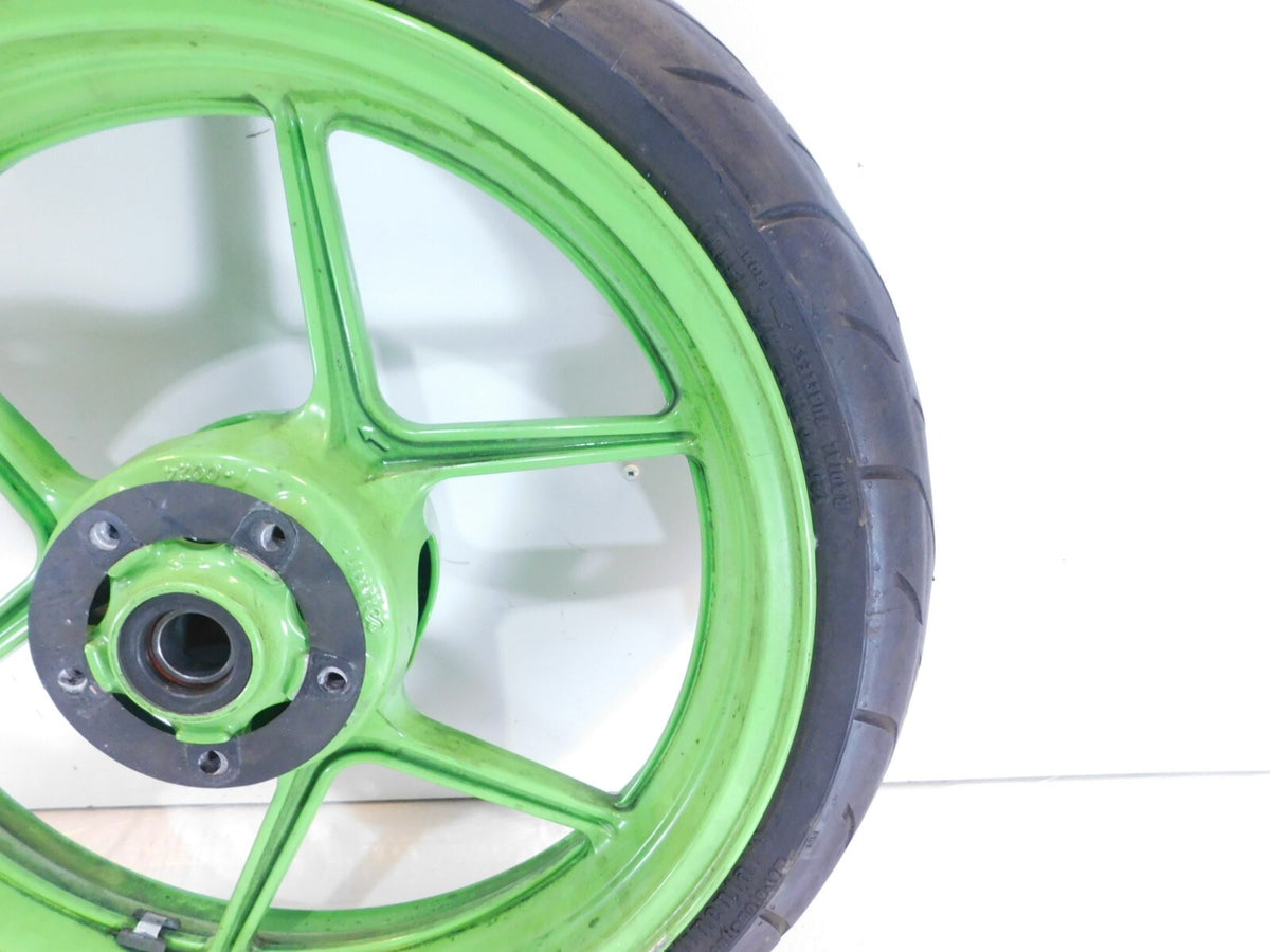 2005 & 2006 Kawasaki Ninja ZX6R ZX636 ZX6RR ZX600N Green Front Wheel Rim - bent - C3 Cycle