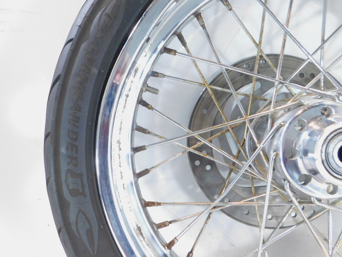 Harley Softail Night Train Deuce Dyna Wide Glide 19" Laced Front Wheel Rim -Bent - C3 Cycle