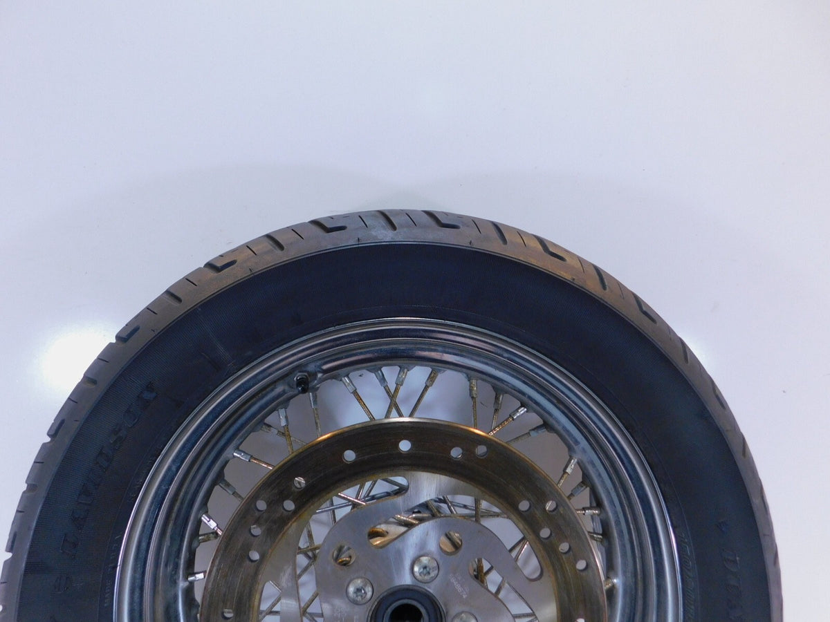 Harley Davidson Sportster 883 & 1200 Laced Rear Wheel Rim & Tire & Rotor - Bent - C3 Cycle