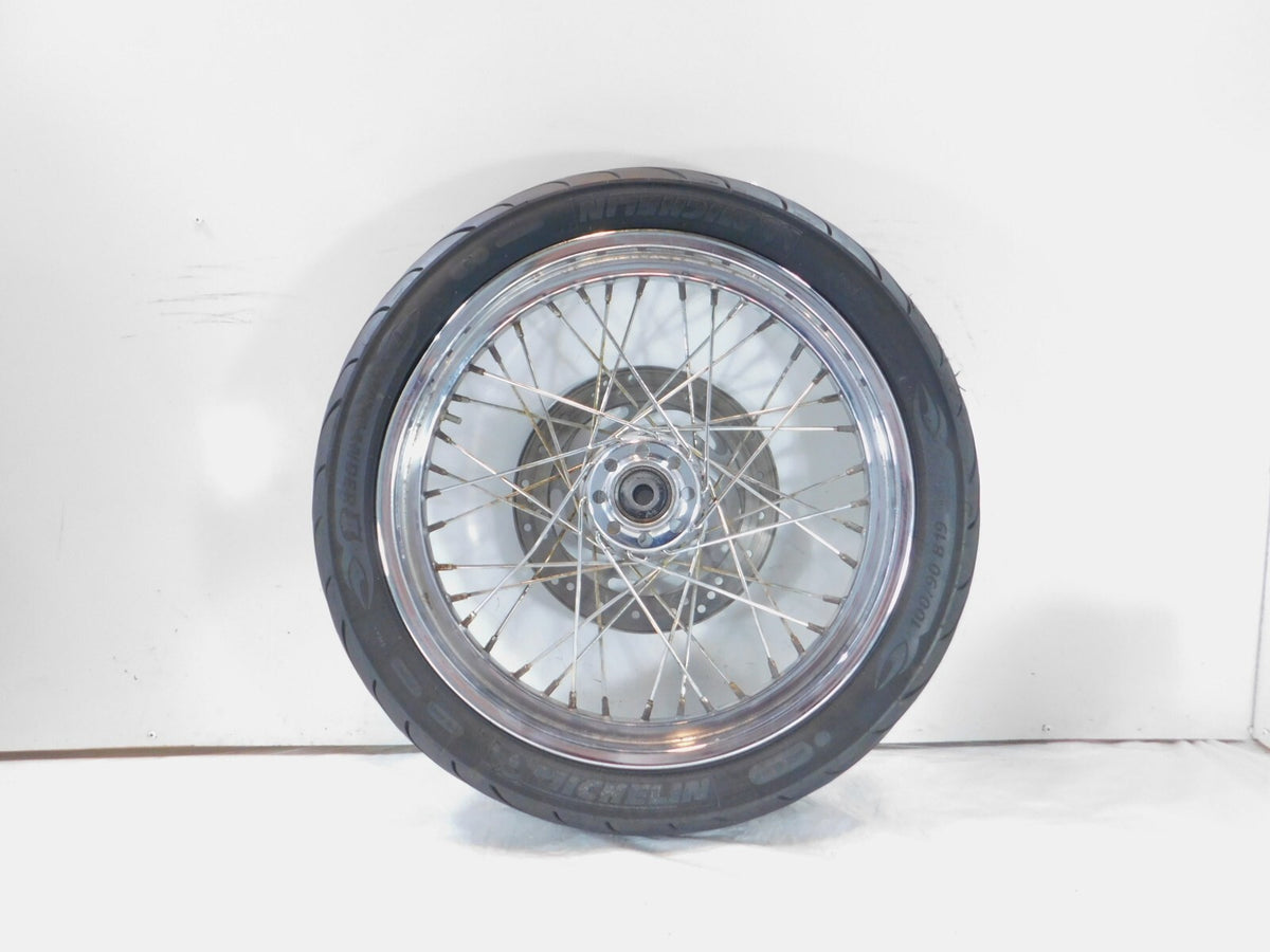 Harley Softail Night Train Deuce Dyna Wide Glide 19" Laced Front Wheel Rim -Bent - C3 Cycle