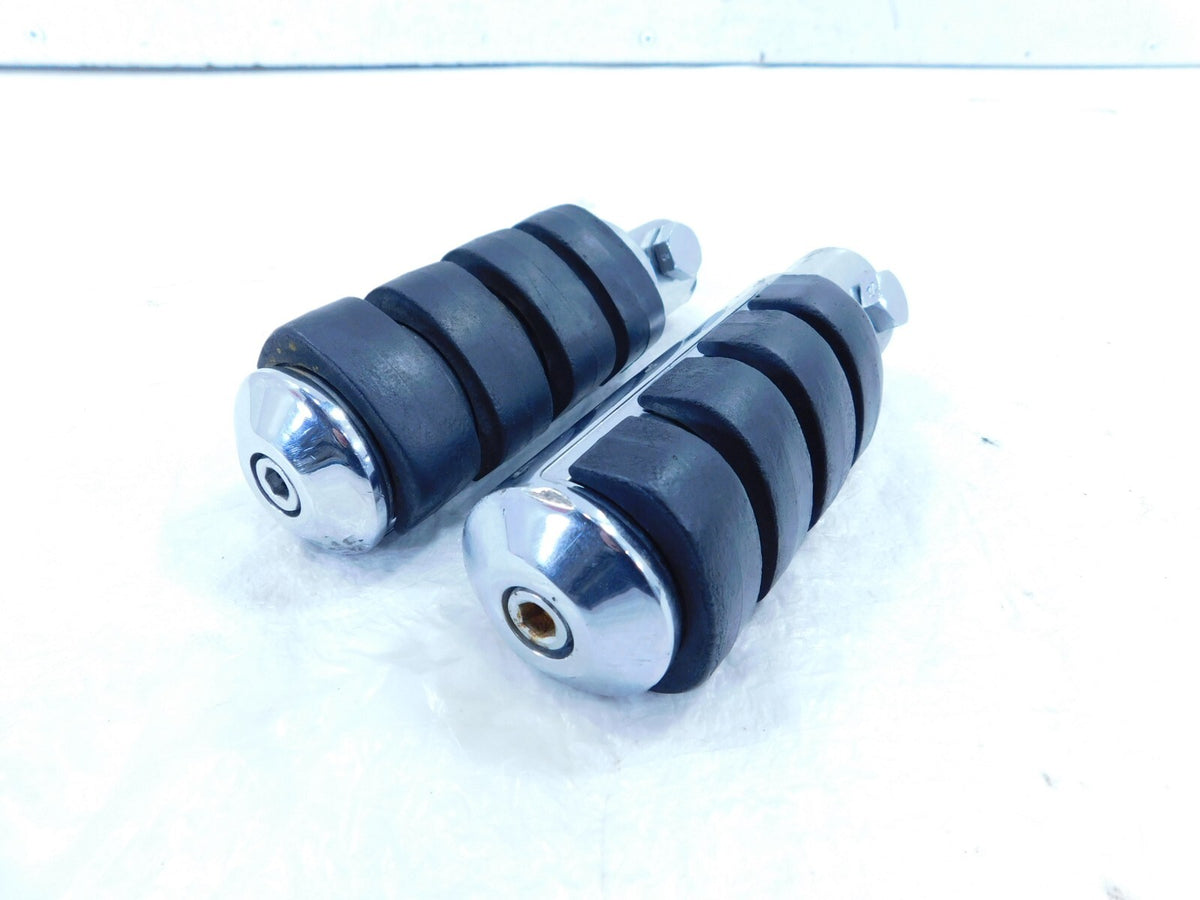 Harley Touring Dyna Sportster & Softail ISO Chrome & Rubber Footpeg Footrests - C3 Cycle