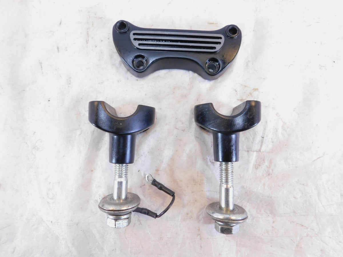 Harley Davidson Sportster 883 & 1200 & Dyna Black Handlebar Bar Riser Clamps - C3 Cycle