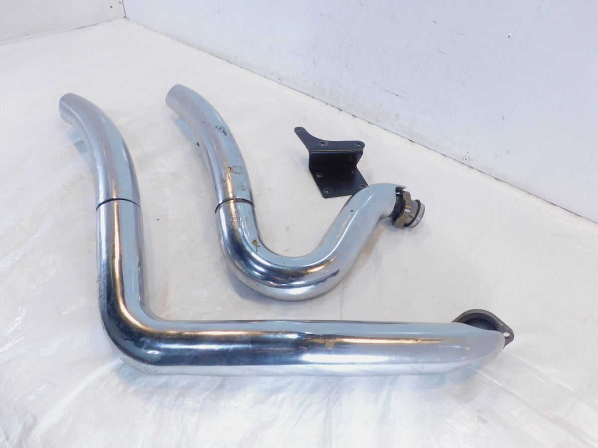 Harley Davidson Dyna Vance & Hines Chrome Engine Exhaust System Header Pipes - C3 Cycle