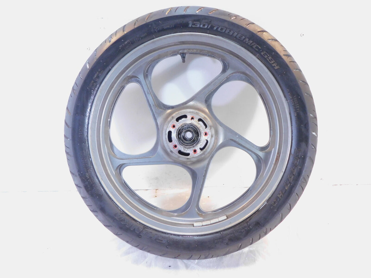 1994-2006 Kawasaki Concours 1000 ZG1000 Silver Cast Front Wheel Rim & Tire -Bent - C3 Cycle