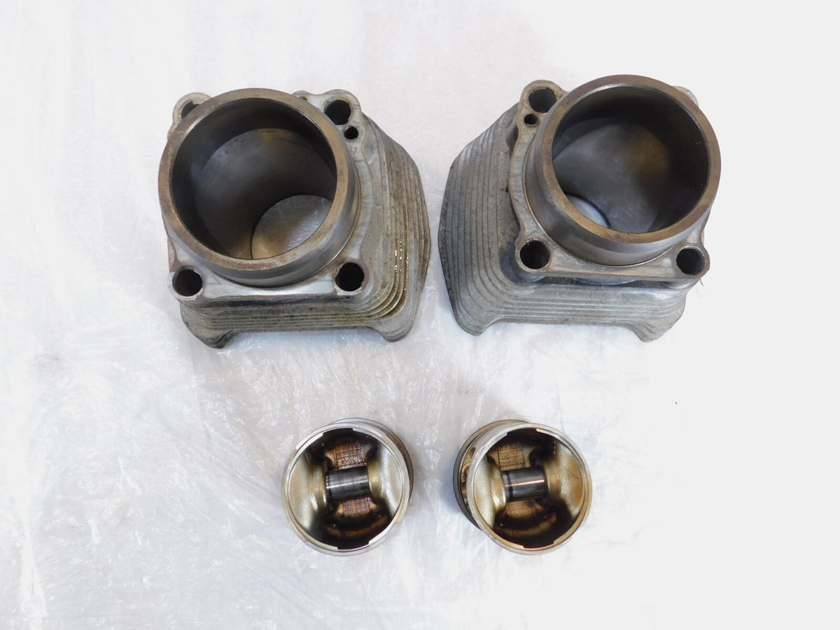 Pair Harley Davidson Sportster 883 Silver Engine Cylinder Barrel Jugs w/ Pistons