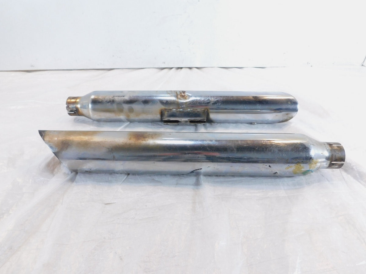2009 Harley Davidson Dyna FXDB Street Bob Pair Chrome Exhaust Pipe Mufflers - C3 Cycle