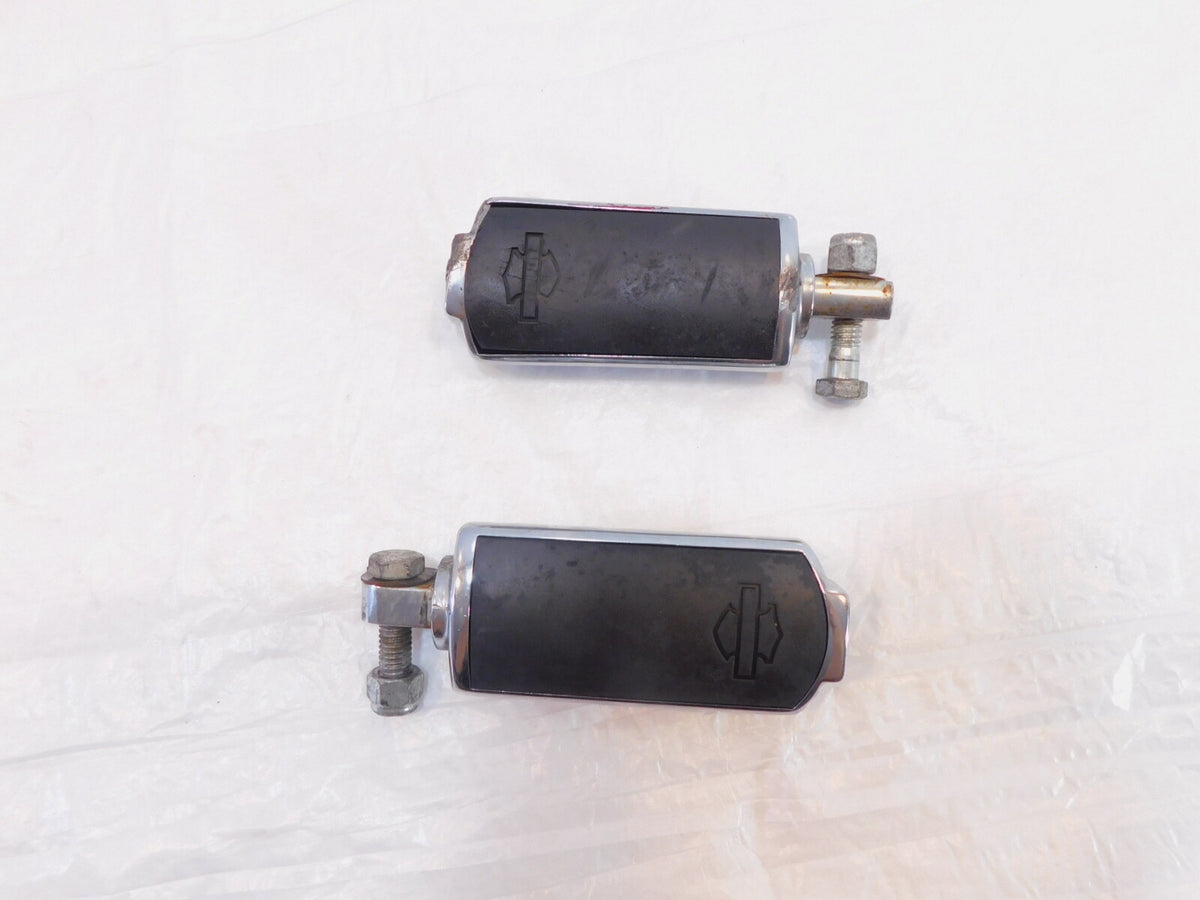 Harley Touring FXR Dyna Sportster & Softail Black & Chrome Footpegs Footrests - C3 Cycle