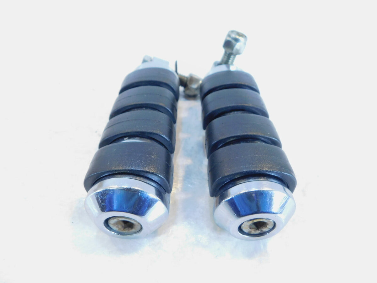 Pair Harley Touring Dyna Sportster & Softail Chrome & Rubber Footpeg Footrests - C3 Cycle