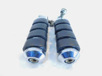 Pair Harley Touring Dyna Sportster & Softail Chrome & Rubber Footpeg Footrests - C3 Cycle