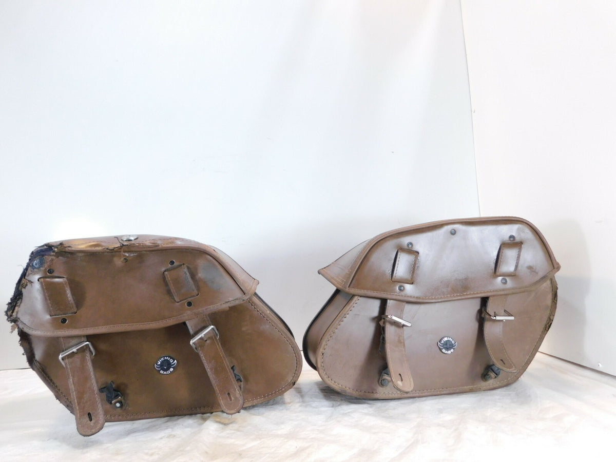 2004-2012 Victory Kingpin Viking Brown Left & Right Saddlebags Side Bags - Torn - C3 Cycle