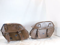 2004-2012 Victory Kingpin Viking Brown Left & Right Saddlebags Side Bags - Torn - C3 Cycle