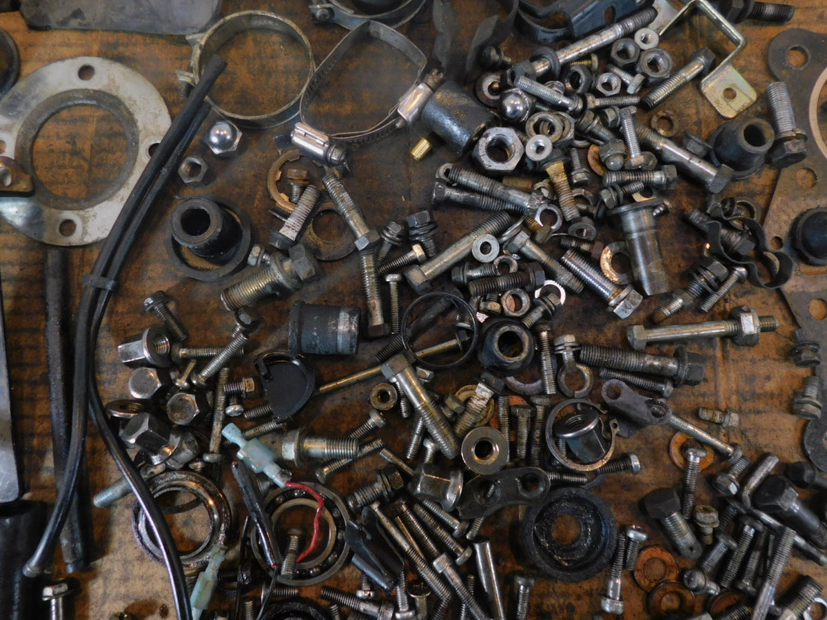 1983 83 Kawasaki LTD Belt KZ440 KZ440D Misc Nuts Bolts & Brackets Box Parts Lot - C3 Cycle