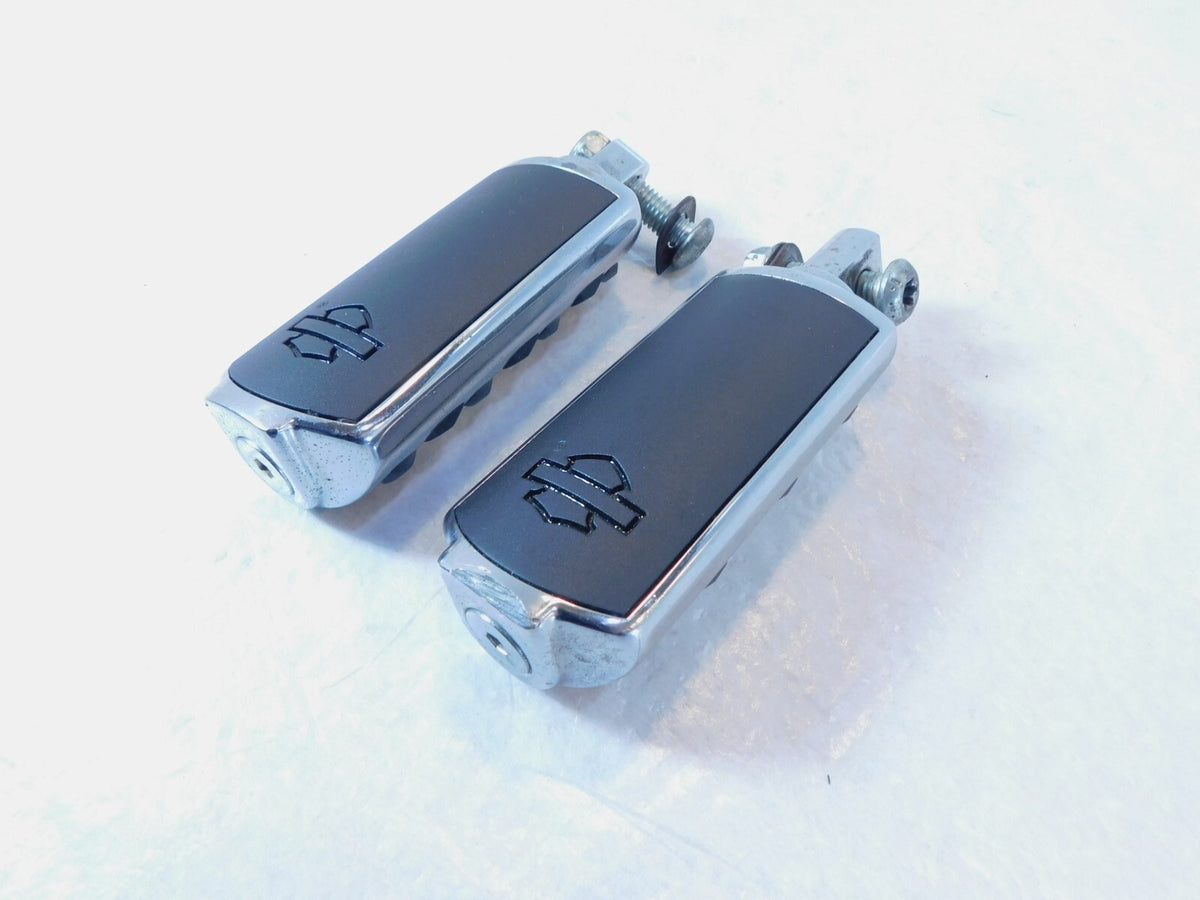 Harley Touring FXR Dyna Sportster & Softail Black & Chrome Footpegs Footrests - C3 Cycle