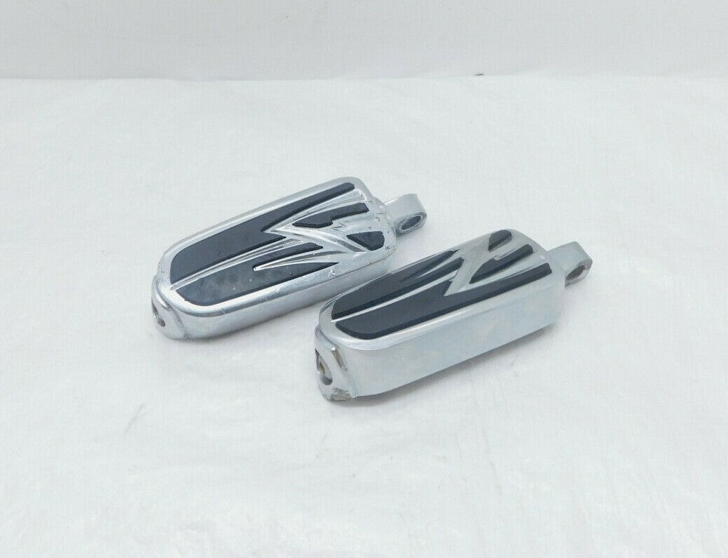 Harley Touring FXR Dyna Sportster & Softail Chrome & Rubber Footpegs Footrests - C3 Cycle