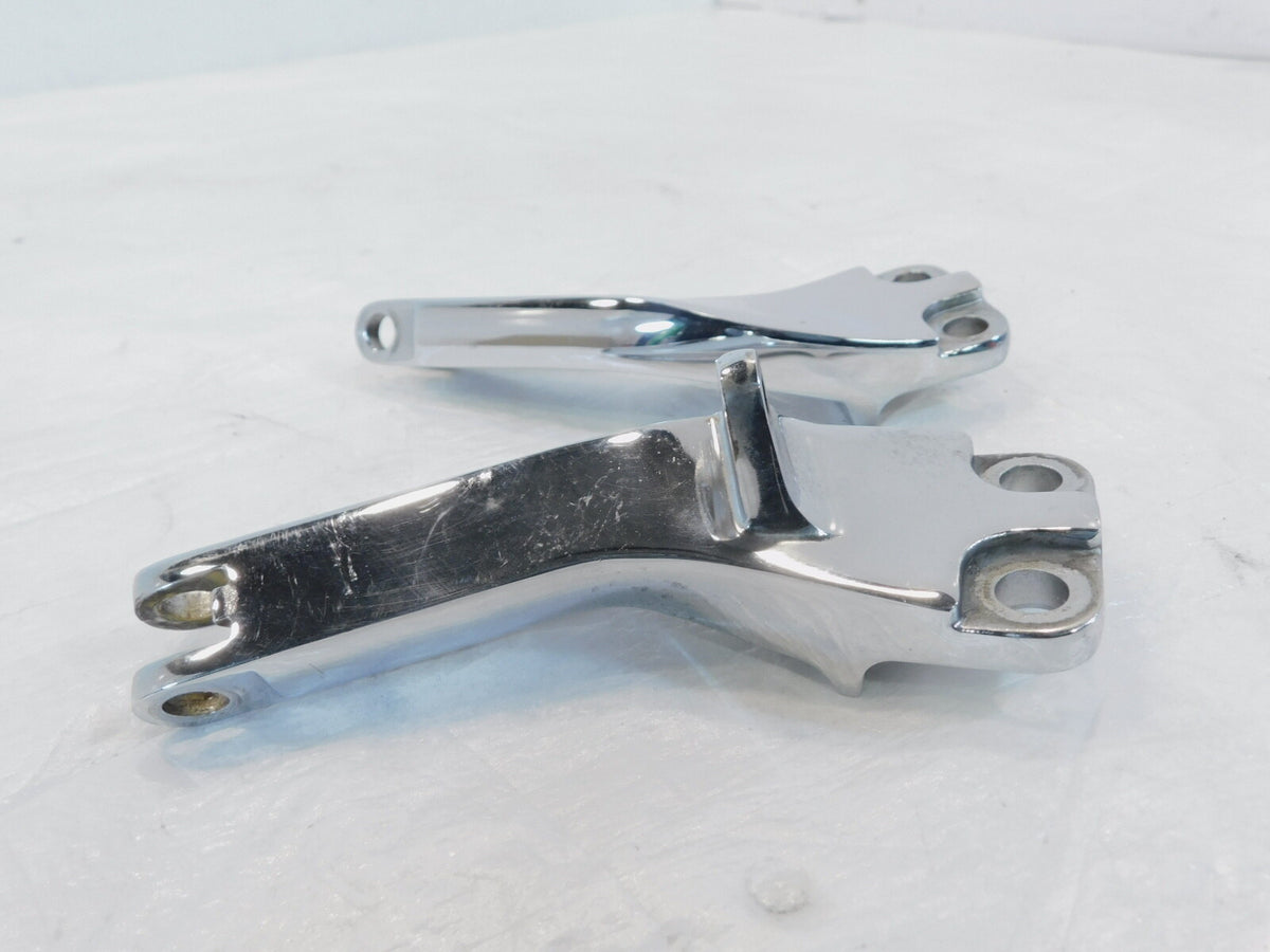 Pair Harley Dyna Wide Glide Street Bob Chrome Rear Passenger Footpeg Brackets - C3 Cycle