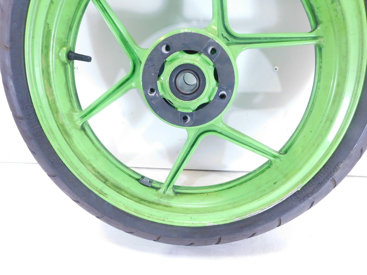 2005 & 2006 Kawasaki Ninja ZX6R ZX636 ZX6RR ZX600N Green Front Wheel Rim - bent - C3 Cycle