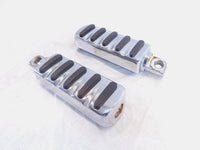 Pair Harley Touring Dyna Sportster & Softail Chrome & Rubber Footpeg Footrests - C3 Cycle