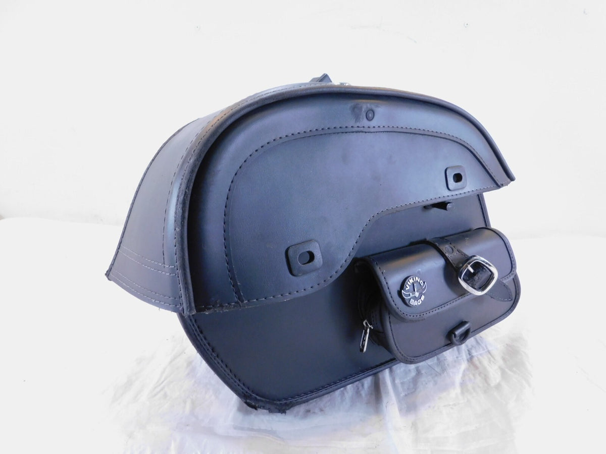 Viking Left & Right Motorcycle Slanted Black Left Saddlebag Saddle Side Bag - C3 Cycle
