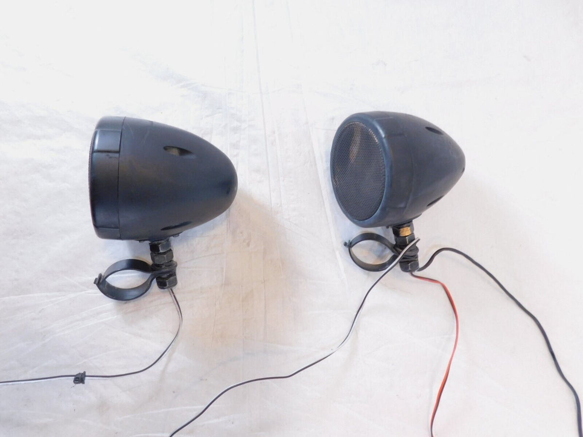 2008 08 Victory Vision Front Left/Right Handlebar Handle Bar Speakers w/ Clamps - C3 Cycle