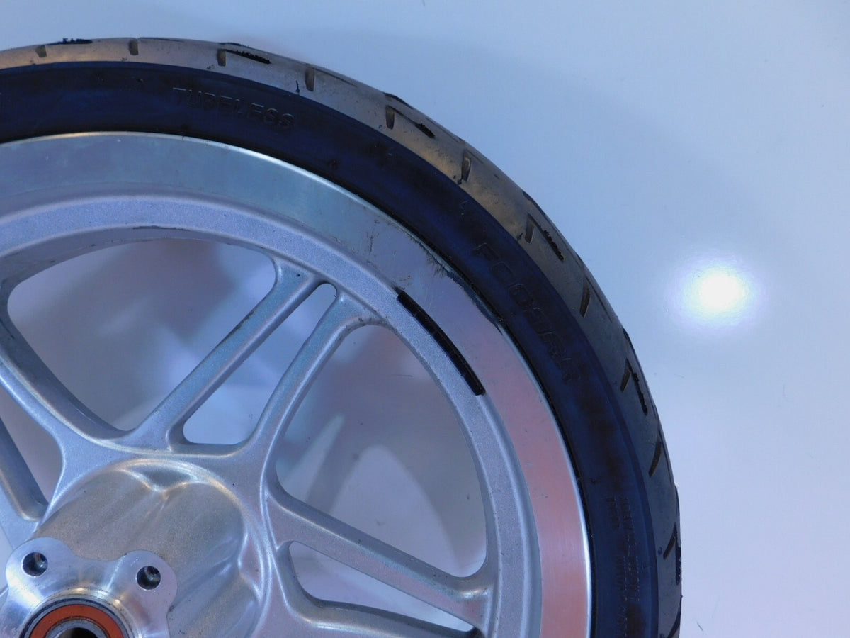 2000 Victory V92 Sport Cruiser Silver 5 Spoke Cast Front Wheel Rim & Tire - C3 Cycle