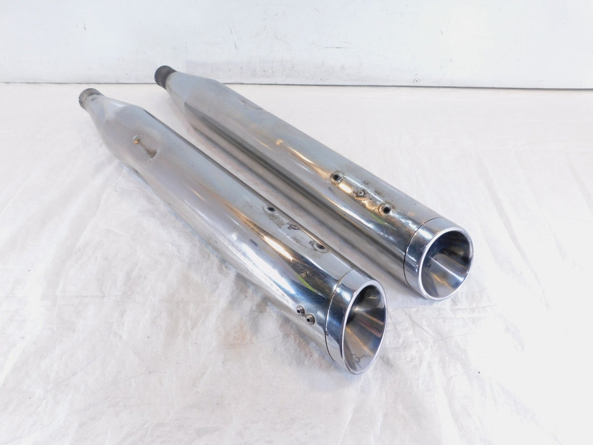 Pair Harley Davidson Road King Electra Glide Chrome Bub Slip On Exhaust Mufflers - C3 Cycle