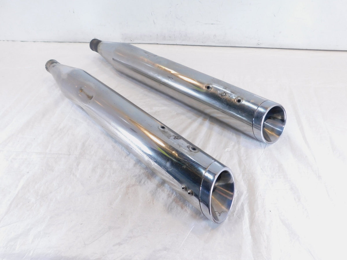 Pair Harley Davidson Road King Electra Glide Chrome Bub Slip On Exhaust Mufflers - C3 Cycle