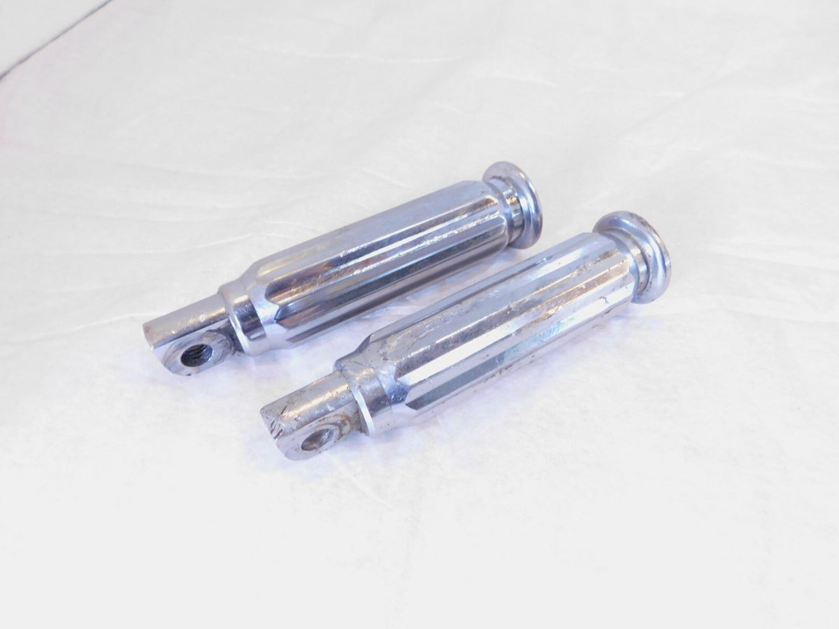 Pair Harley FXR Dyna Sportster & Softail Left Right Chrome Footpeg Footrests - C3 Cycle