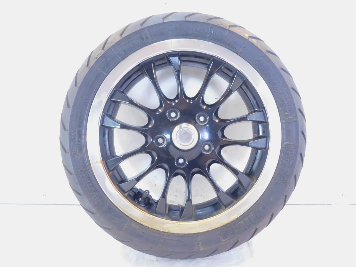 Piaggio Vespa Sprint 50 125 150 Black Spoked Front Wheel Rim w/ Tire 12x3 - C3 Cycle
