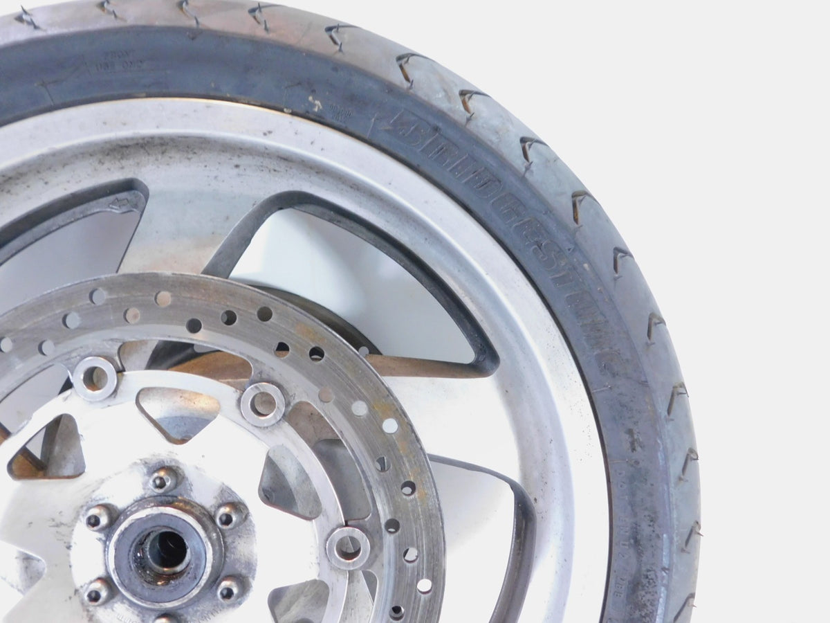 Honda GL1800 Goldwing 1800 Silver Cast 5 Front Wheel Rotors Rim & Tire - Crack - C3 Cycle