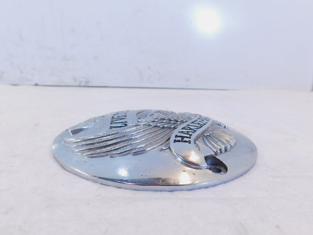 Harley Evo Softail Dyna & FXR Engine Live to Ride Chrome Derby Clutch Cap Cover - C3 Cycle