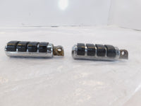 Pair Harley Touring Dyna Sportster & Softail Chrome & Rubber Footpeg Footrests - C3 Cycle