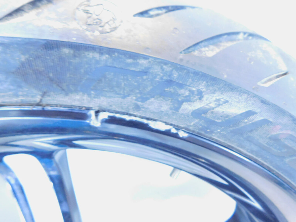 2001 Titan Phoenix ZRM ZSX Softail EVO Black Cast Front Wheel Rim & Tire Damaged - C3 Cycle