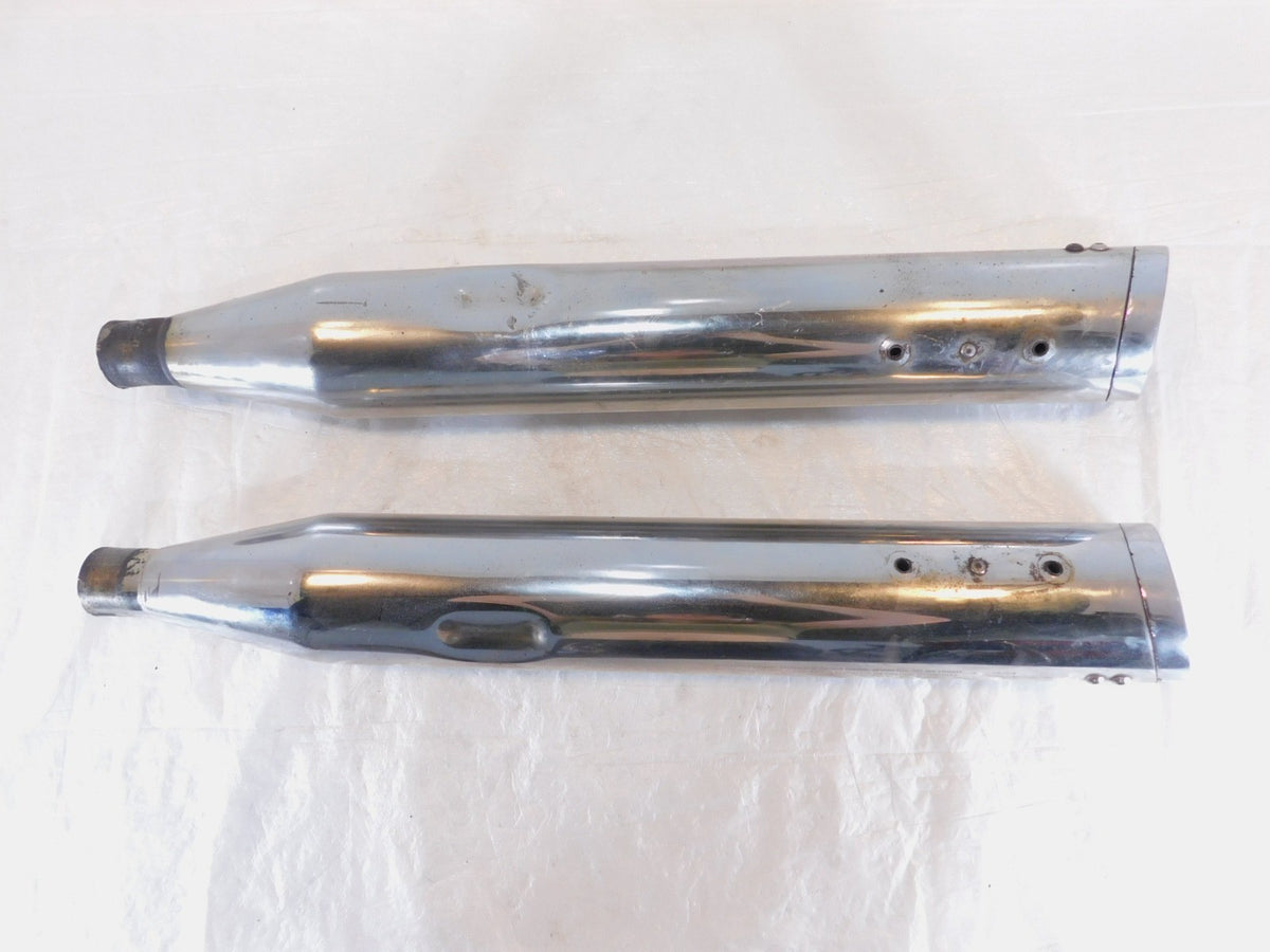 Pair Harley Davidson Road King Electra Glide Chrome Bub Slip On Exhaust Mufflers - C3 Cycle