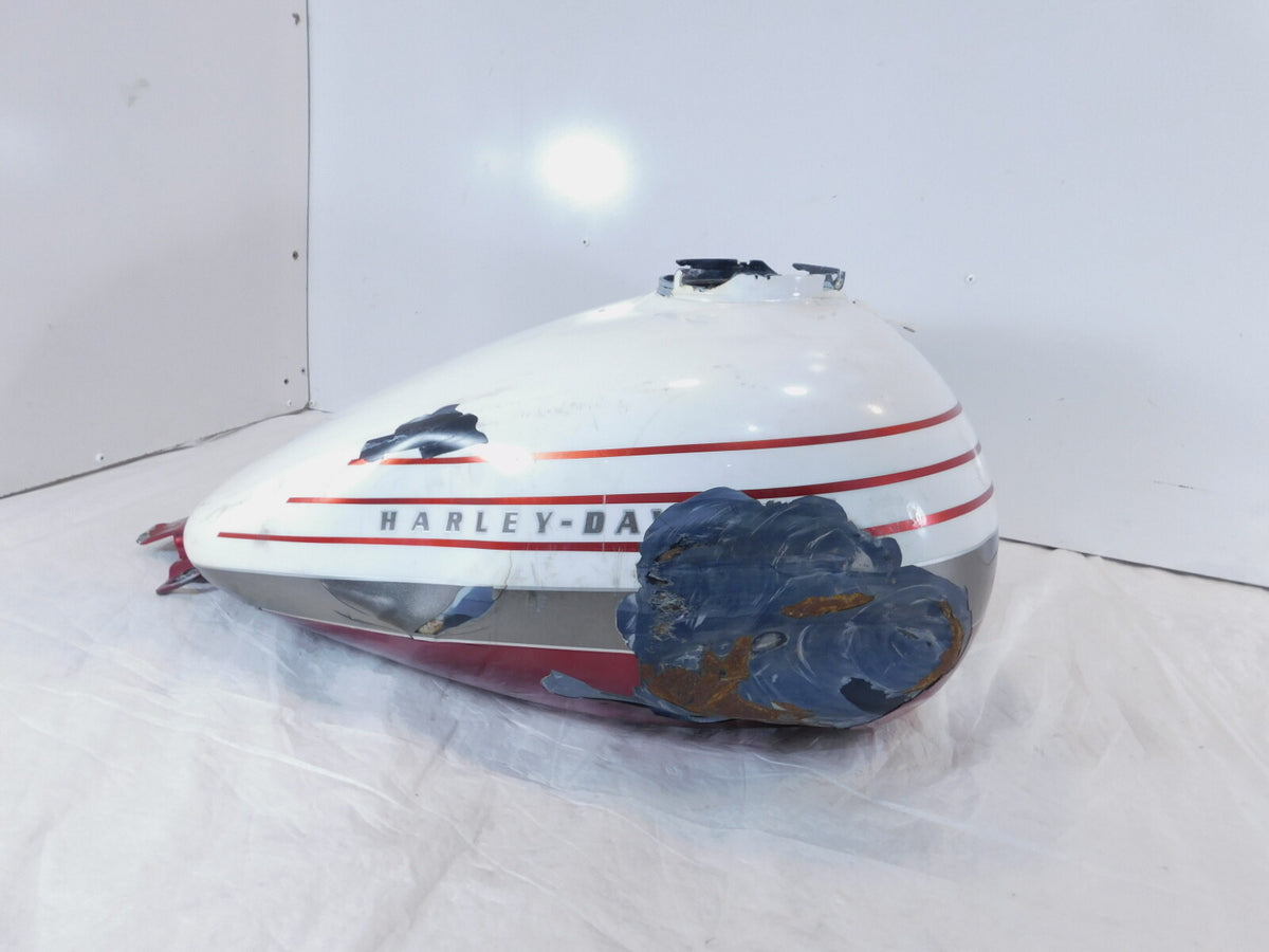 Harley Davidson Road Street & Electra Glide White Fuel Gas Petrol Tank - Dented - C3 Cycle